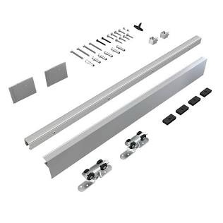 JUBEST 5FT Barn Door Hardware Kit, Aluminium Alloy Box Rail Hidden Sliding Door Hardware with Soft Close Included, Low Clearance Sliding Door Track for Interior Single Wooden Door