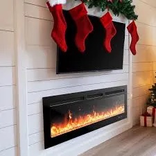 Silonn 50'' Electric Fireplace with App & Remote Control, 5300 BTU Heat Output, Ultra-Slim Wall-Mounted or Recessed Electric Fireplace Inserts with Timer, 20 Flame Colors, Crystal Effect, SLELF02B-50