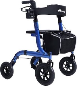 Rollator Walker for Seniors, Lightweight Foldable All Terrain Rolling Walker with seat, Aluminum Walkers with 10 inch Rubber Wheels, Handles and Backrest for Seniors and Adult