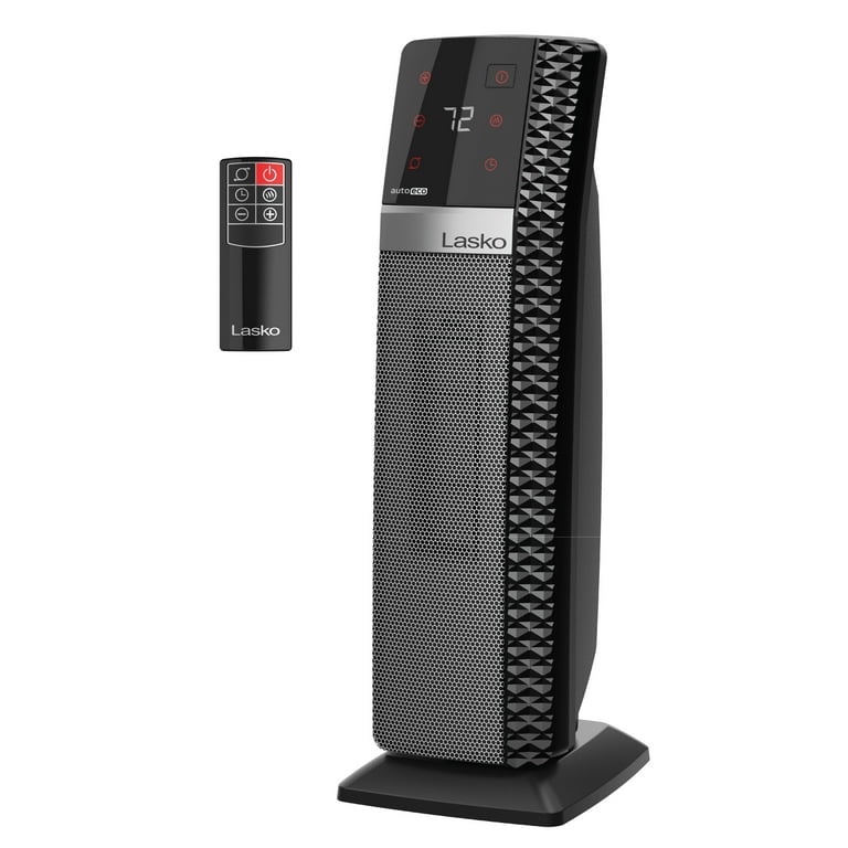 Lasko 22'' Elite Collection Ceramic Tower Space Heater with Timer, Remote, CT22445, Black,