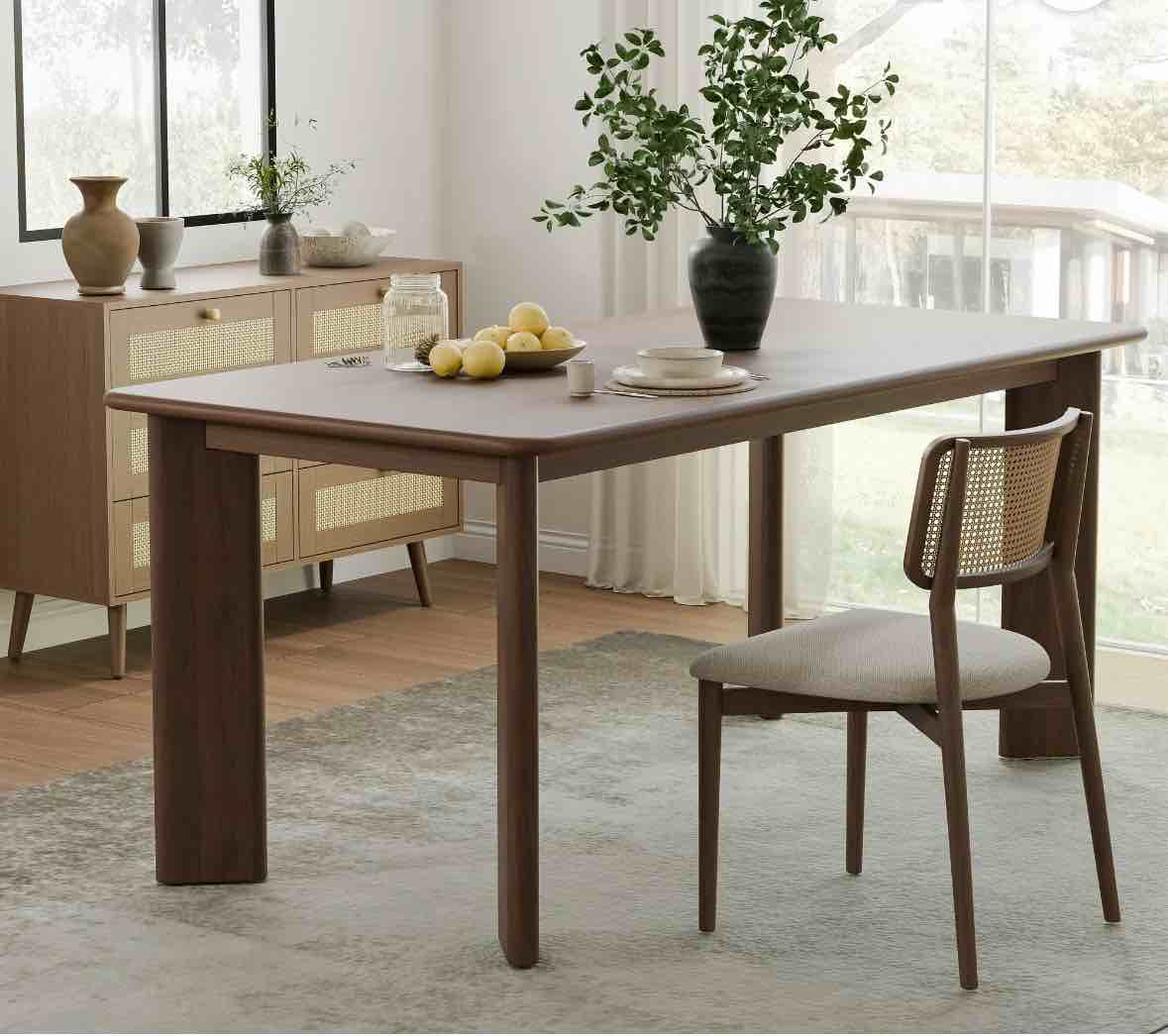 George 67"x33.5" Soild Wood Dining Table Rectangle Kitchen Table, Walnut