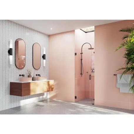 Glass Warehouse Illume 31.5 in. W x 78 in. H Wall Hinged Frameless Shower Door in Matte Black Finish with Clear Glass