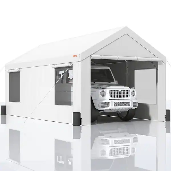 VEVOR Carport Canopy Car Canopy with Sidewalls and Windows 13x20ft - White