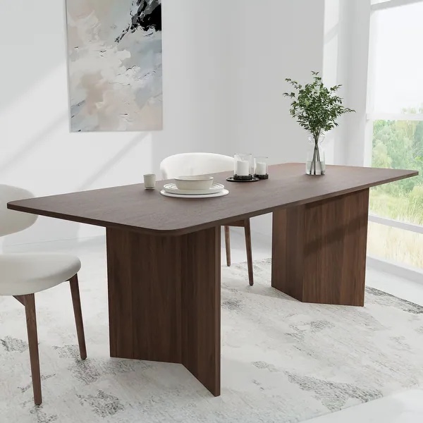 Solid Wood Square Dining Table for 6-8 People Nordic style - Walnut - 79*33.5*30