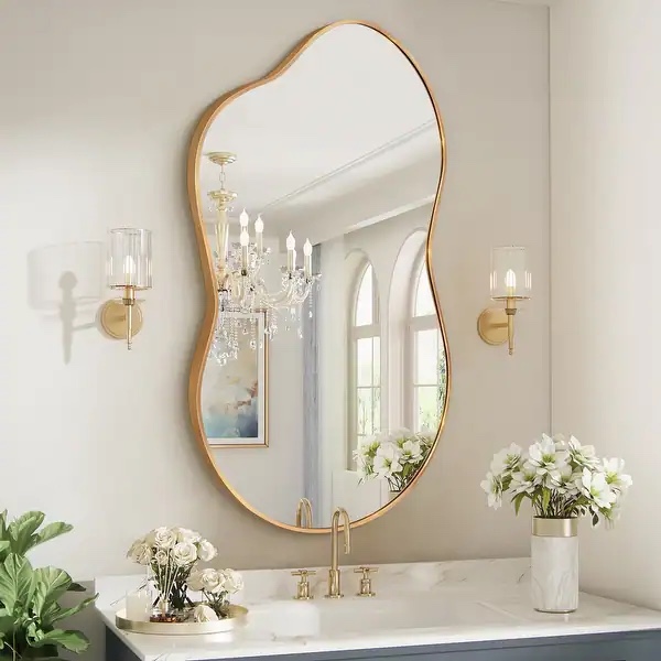 Irregular Wall Mirror Asymmetrical Decorative Wall Mirror - 24x36 - Gold