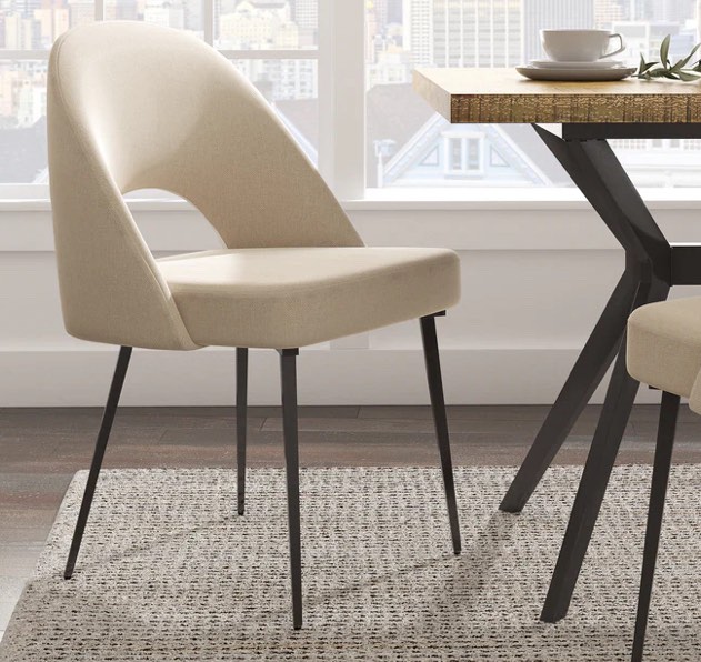 Upholstered Dining Chairs (Set of 2) - Beige Herringbone Fabric