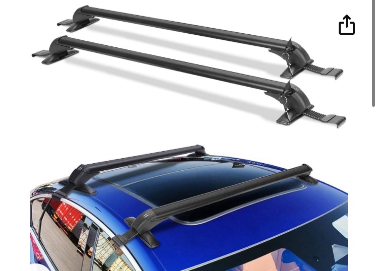 ERKUL | Universal Roof Rack Cross Bars for Sedans w/Out Rails | 49" Adjustable Aluminum Lockable Window Frame Rooftop Luggage Crossbars Set for Bare Roof Cars, | Not Fit for SUVs & Trucks | Silver