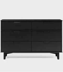 Helmick Groove 6 Drawer Double Dresser black