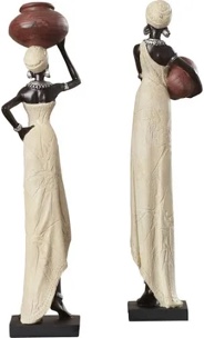 Harly Cream Polystone Standing African Woman Sculpture- 1 STATUE BROKEN