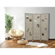 Pinnacle Frames 3 Panel Distressed Room Divider with Fabric Panel