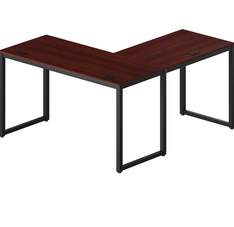 SHW Home Office 55"x60" Large L Shaped Corner Desk, Silver/Gray