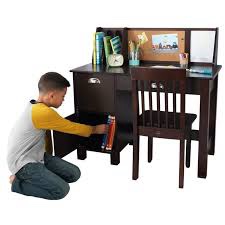 Spirich Kids Study Desk with Chair, Kids Desk and Chair Sets with Hutch and Storage Cabinet, Wooden Children Study Table, Student Writing Desk Computer Workstation for 5-12 Years Old Charcoal
