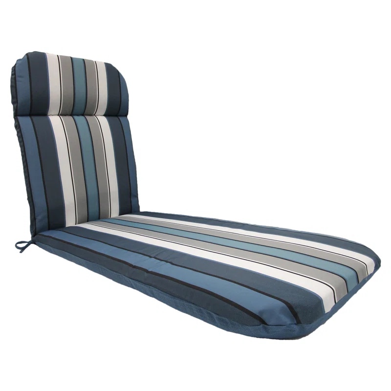 Rohando Stripe Outdoor/Indoor Chaise Lounge Chair Cushion For Patio Furniture, 22" X 76" X 3", Captain's Blue