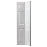 Paneled Manufactured Wood Hollow Primed Textured 6-Panel Bi-fold Door Masonite 