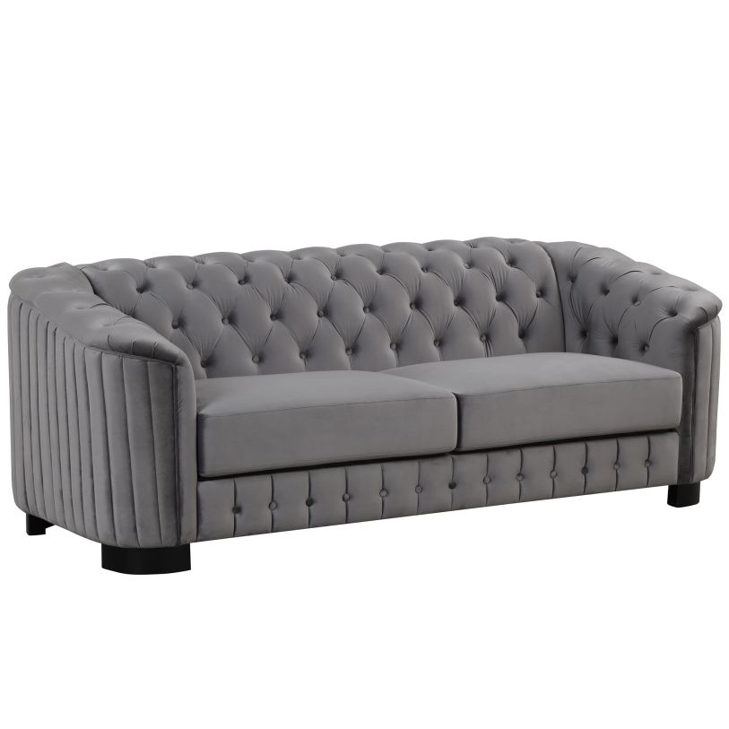 82" Mid Century Modern Sofa w/ Rubber Wood Legs, Gray (box 3 of 3)