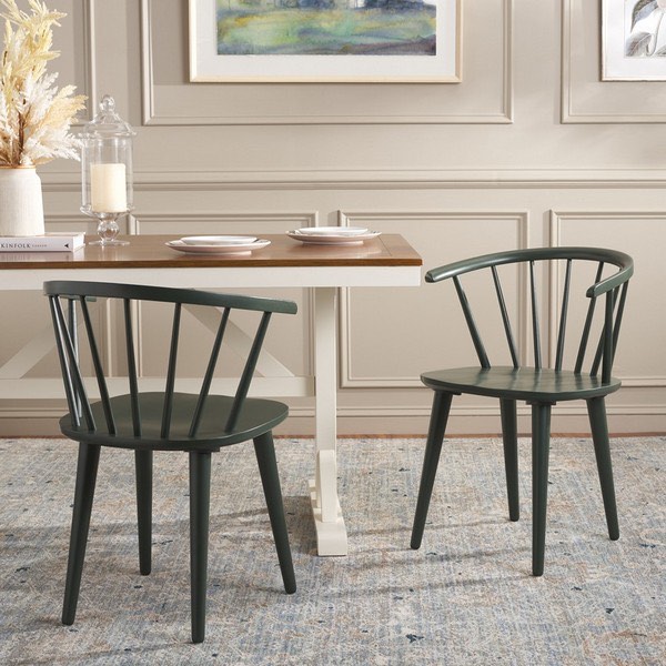   Blanchard Curved Spindle Side Chair; Garden Green - Set of 2 AMH8512J-SET2 17.90 x 18.3 x 17.5 inches,