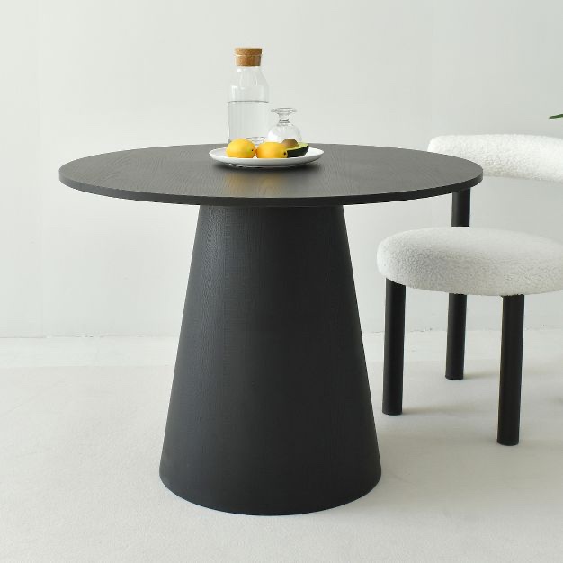 Dwen 35'' Manufactured Wood Round Pedestal Dining Table Cone Base Leg - Black (Top Sold Seperately)