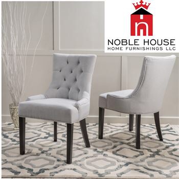 SET OF 2 NOBLE HOUSE UPHOLSTERED DINING CHAIRS Hayden Light Grey