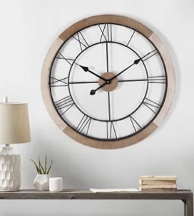 Mercana Mething I 31.5" Oversize Farmhouse Wall Clock in Natural Brown