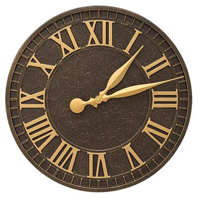 Whitehall Products Geneva Aged Bronze 16'' Aluminum Wall Clock Lawn & Garden