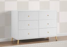 Delta Children Essex 6 Drawer Dresser, Bianca White/Natural