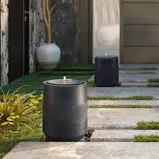 23 in. H Dark Gray Resin Round Bubbler Outdoor Urn Fountain with Lights, Solar Powered