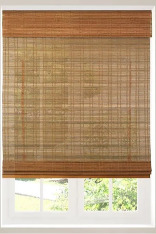 CALYX INTERIORS Cordless Bamboo Roman Shade Blind, Light Filtering, 34.5" W x 48" H, Ceylon Light Russet