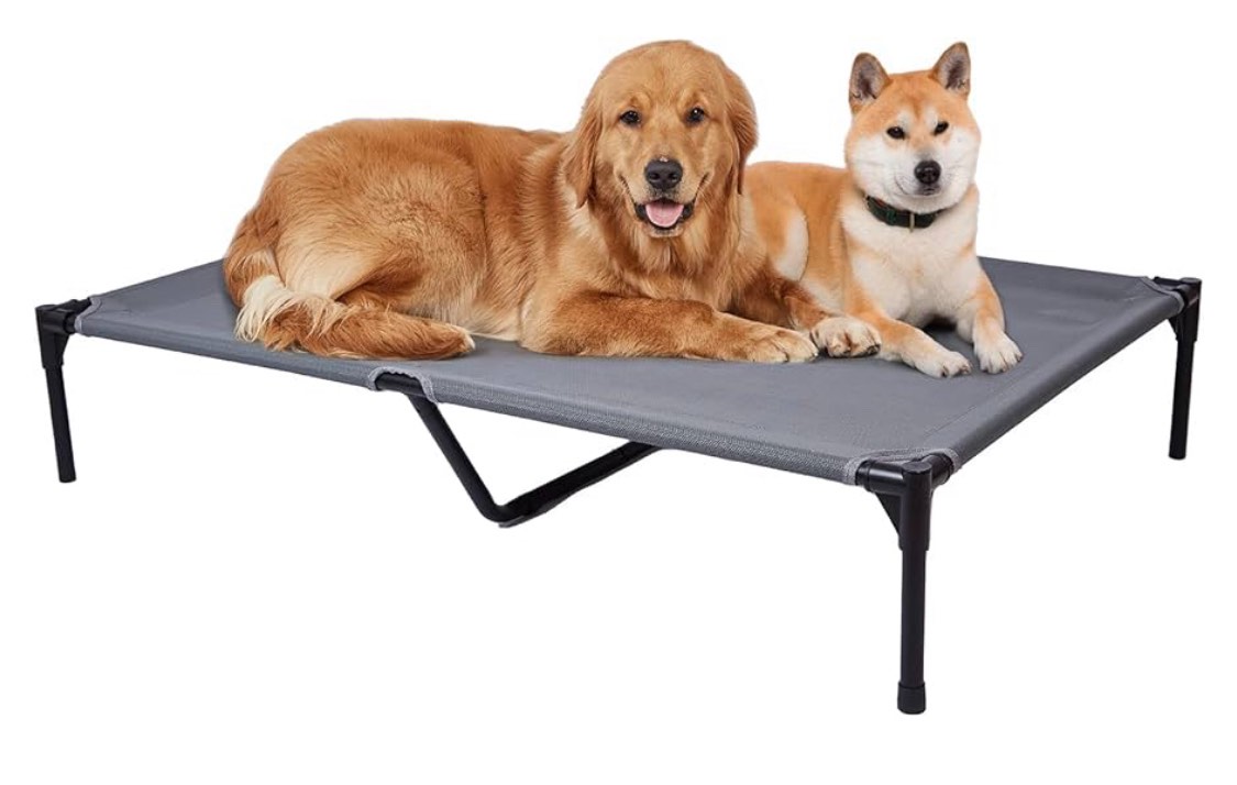 Elevated Outdoor Dog Bed - Dog Cots beds for Large Dogs XL, Heavy Duty Raised Dog Bed Waterproof, Cooling Elevated Dog Bed with Washable Teslin Mesh, Durable, Non Slip, 49 Inches, Grey