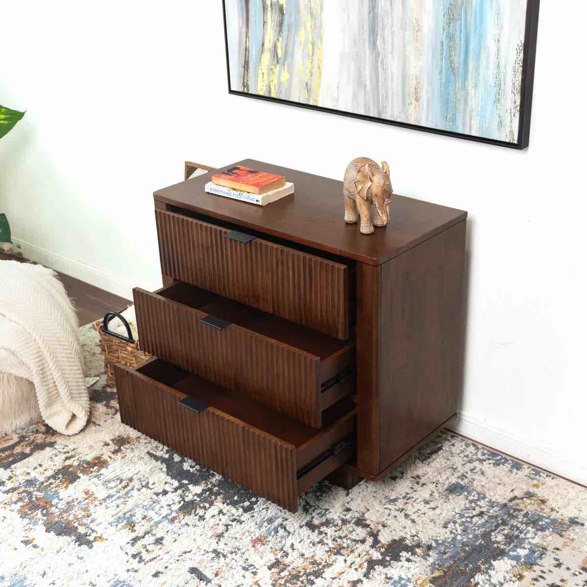 Ashcroft Webster 3 Drawers Walnut Nightstand