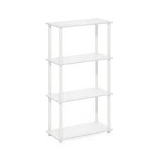 Furinno Turn-N-Tube 4-Tier Multipurpose Shelf Display Rack, White/White