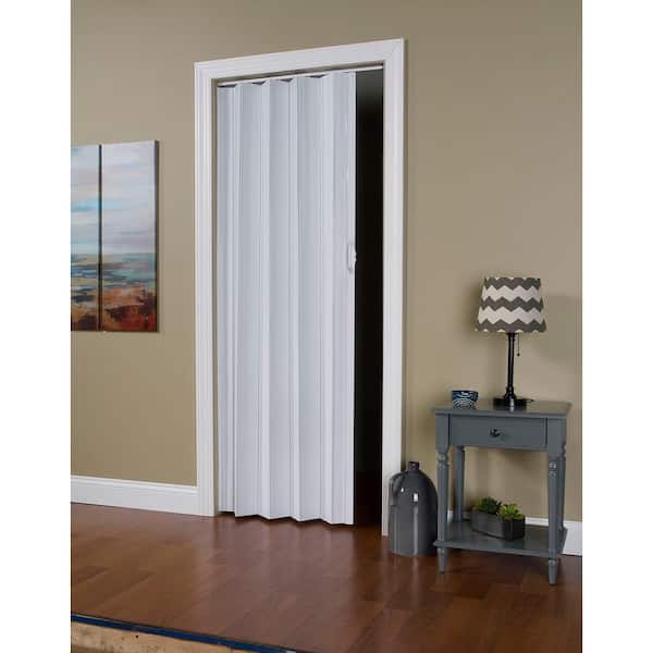 Via 48 in. x 96 in. White Vinyl Accordion Door with Hardware