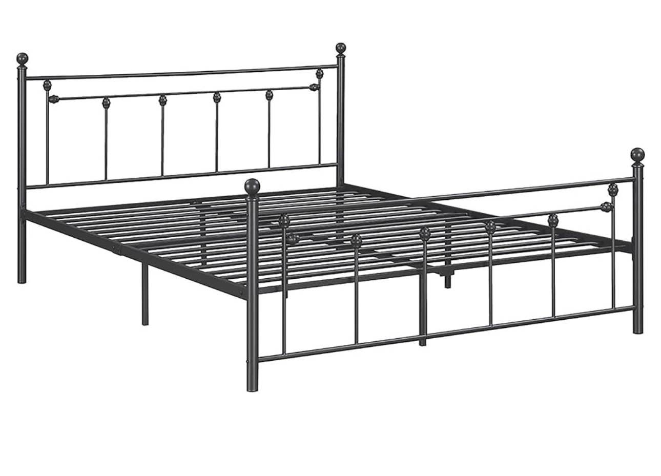 Full CNCJ Gunmetal Slatted Full Platform Bed Frame
