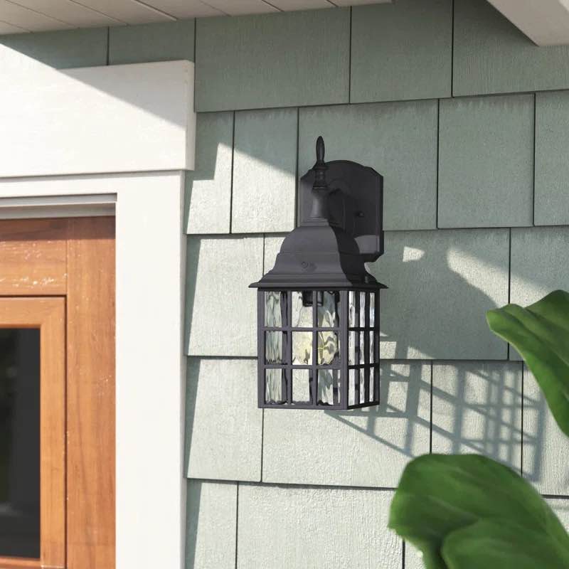 Edenfield Outdoor Wall Lantern Scone Dusk to Dawn Metal& Glass Shade