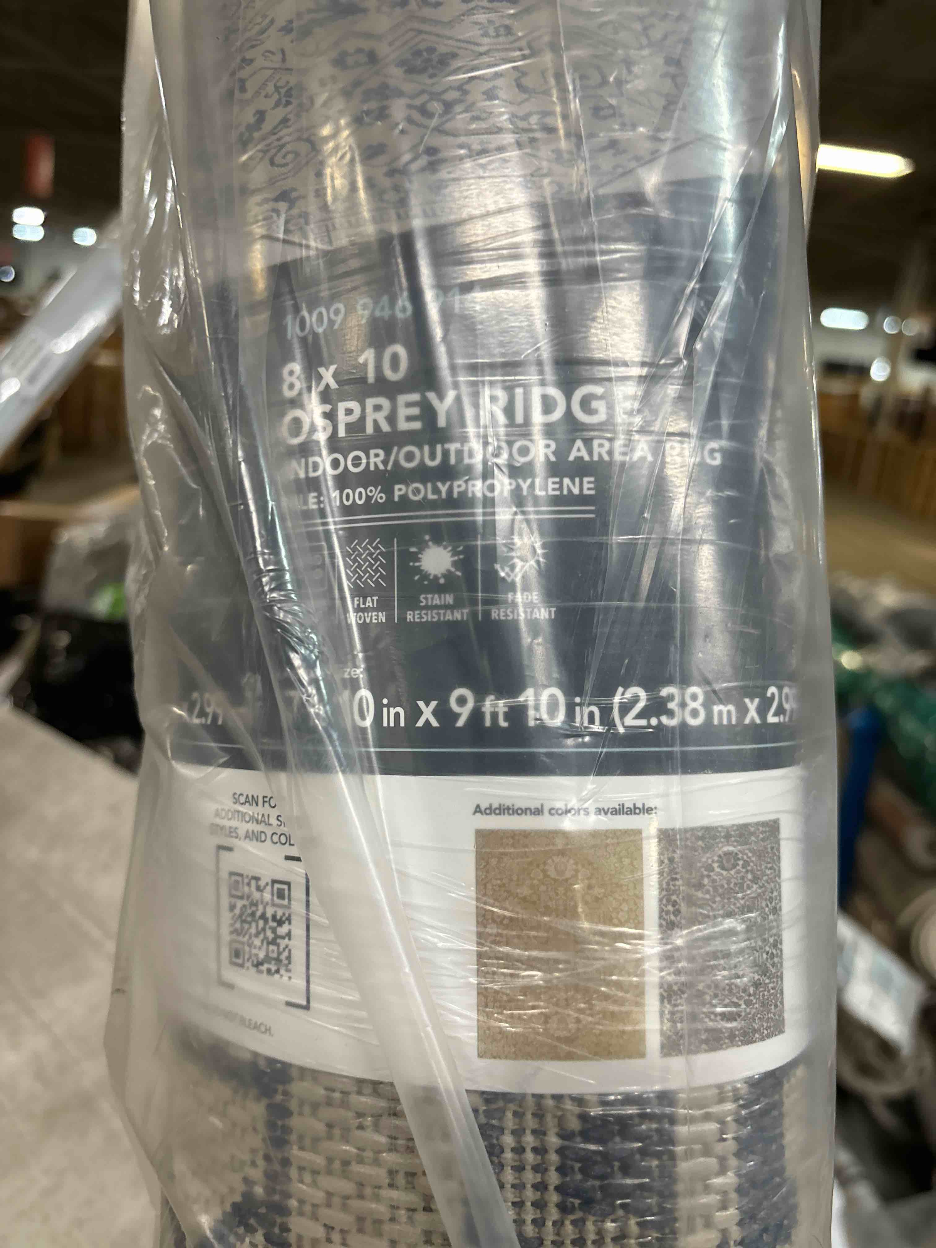 Osprey Blue 8 ft. x 10 ft. Floral Medallion Indoor/Outdoor Area Rug