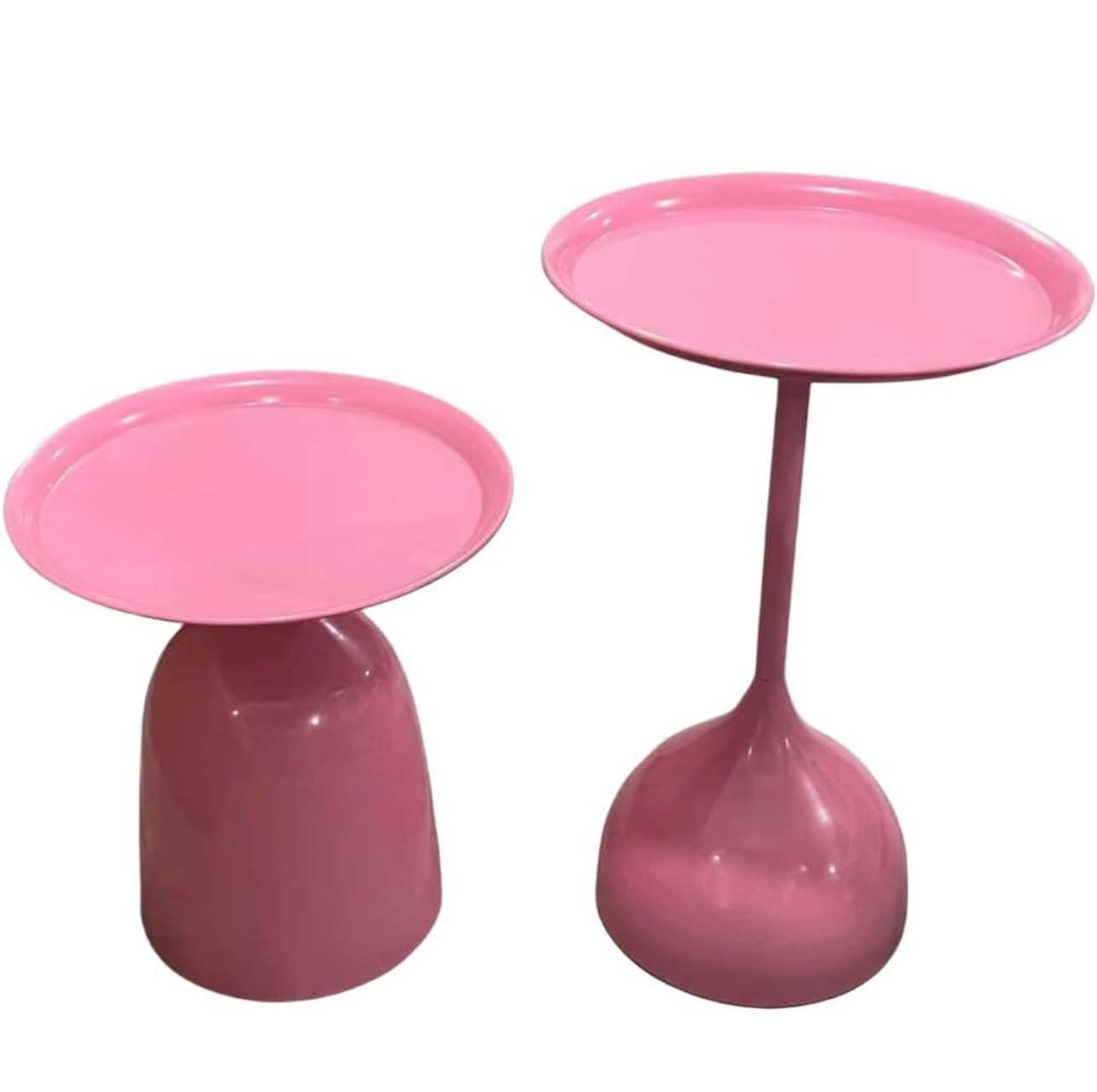 TUSOPORT Round Pink Side Tables (Set of 2)