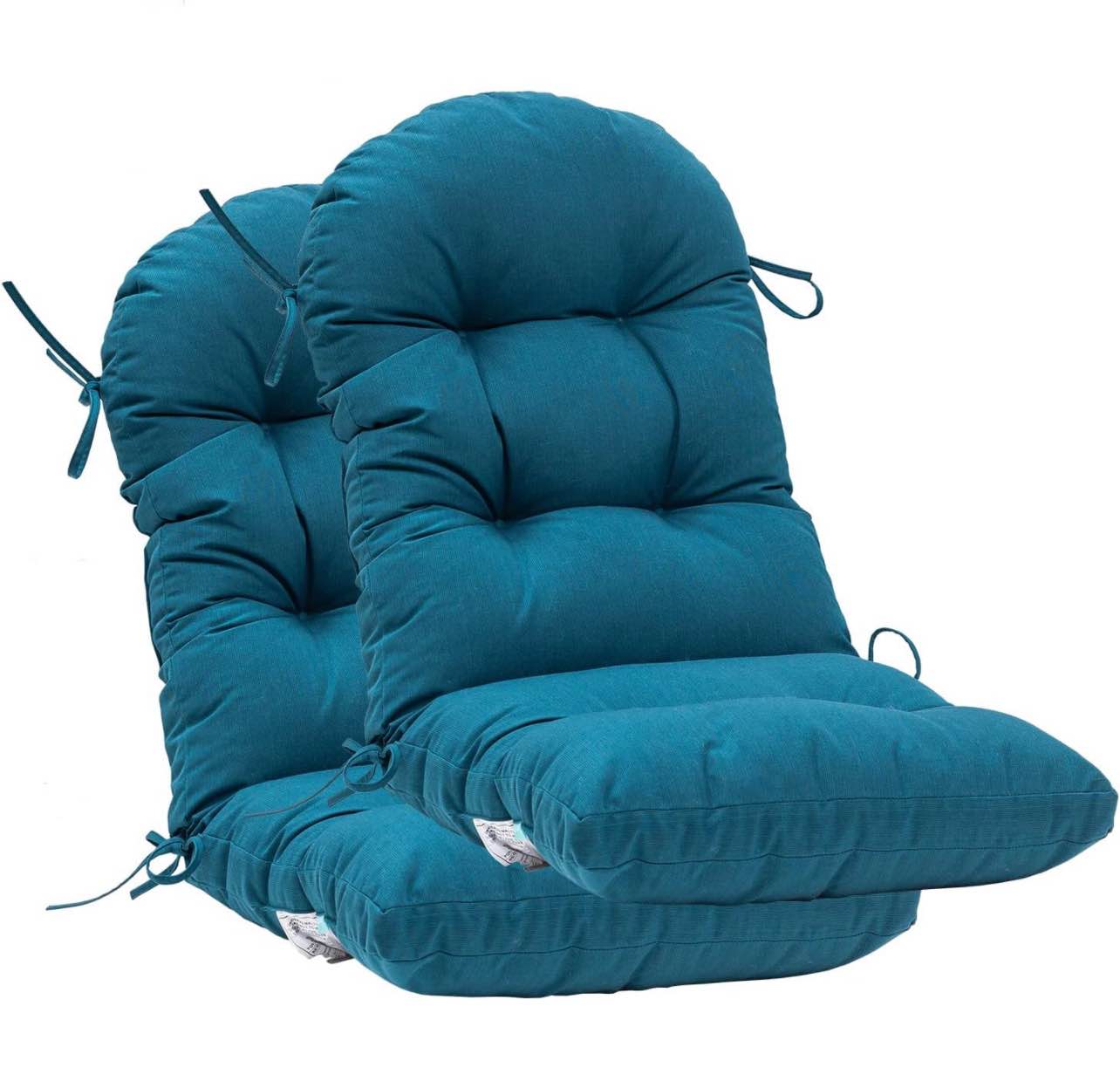 QILLOWAY Indoor/Outdoor High Back Chair Cushion for Adirondack,Spring/Summer Seasonal All Weather Replacement Rocking Chair Cushions. (Set of 2, PEACOCK BLUE)