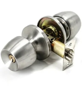 Versa Door Knob Satin Nickel Keyed Door Handle by Villar Home Designs