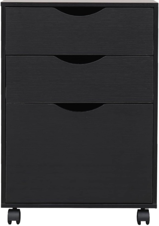 QDSSDECO 3 Drawer File Cabinet, Mobile Vertical Filing Cabinet fits A4, Legal Paper and Letter Paper for Home Office, Black