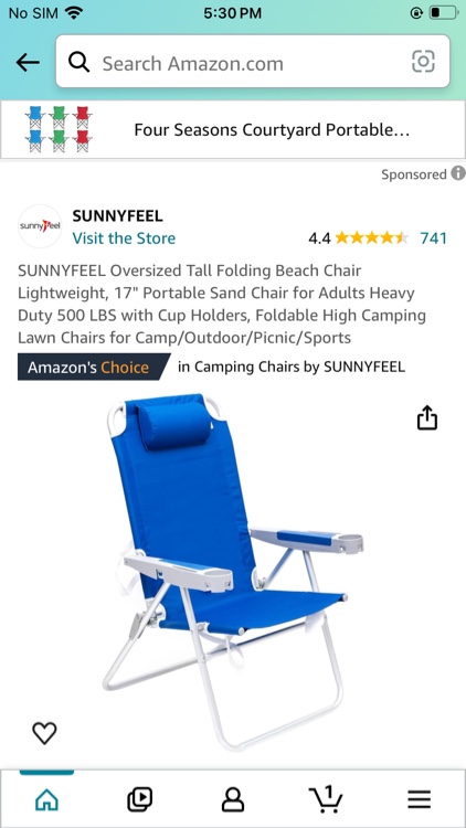 SUNNYFEEL Extra Wide 28" Folding Beach Chair 5 Position Lay Flat, Portable 17" Tall Camping Chair with Cup Holder for Outdoor/Lawn/Trip/Picnic, Lightweight Foldable Sand Chairs for Adults (Blue)