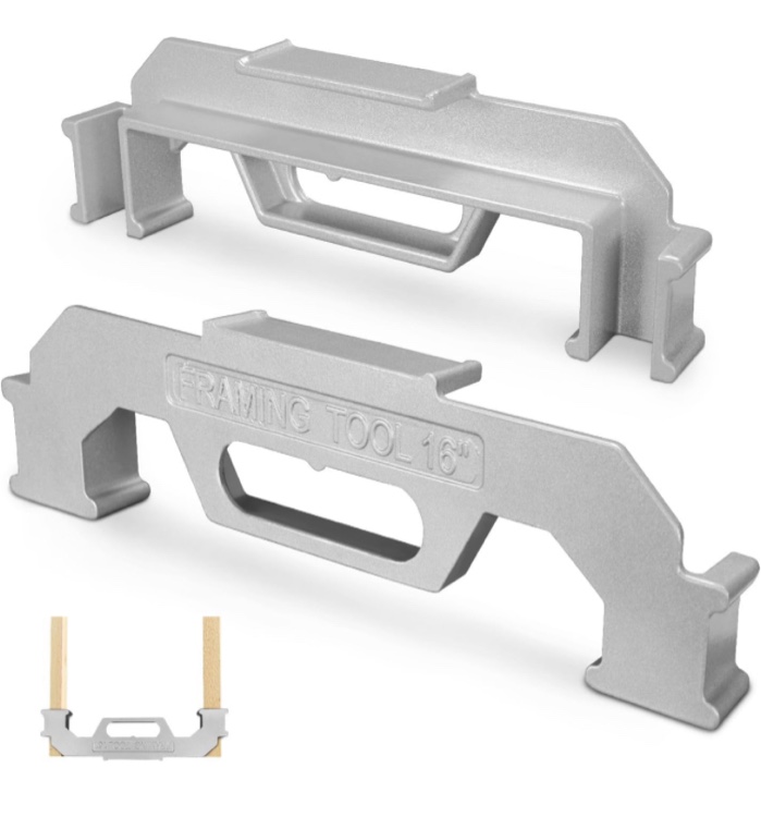 Arrtzan Framing Tools, 16 Inch Precision Stud Layout Tool, On-Center Framing Jig Made of Cast Aluminum, Framing Spacing Tool for Walls, Floors, Windows, Roofs or Ladders Measurement