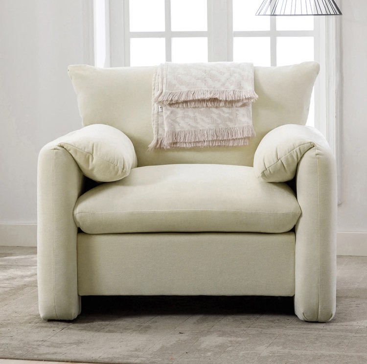 Modern Style Chenille Oversized Armchair Accent Chair - 2: Matcha Green-Chenille