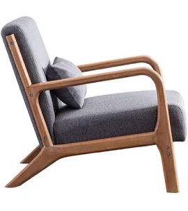 Hertford Upholstered Linen Blend Accent Chair with Wooden Legs and One Pillow