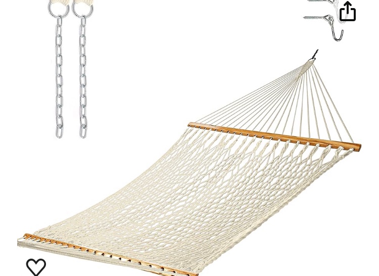Castaway Living 13 ft. Double Traditional Hand Woven Cotton Rope Hammock with Free Extension Chains & Tree Hooks, Designed in The USA, Accommodates Two People with a Weight Capacity of 450 lbs.