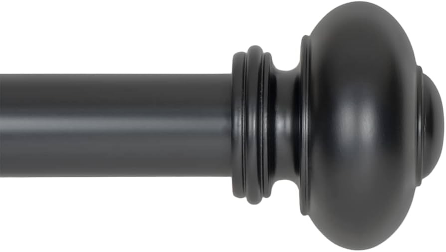 Ivilon Drapery Window Curtain Rod - Knob Design, 1 Inch Rod, 28 to 48 Inch. Black