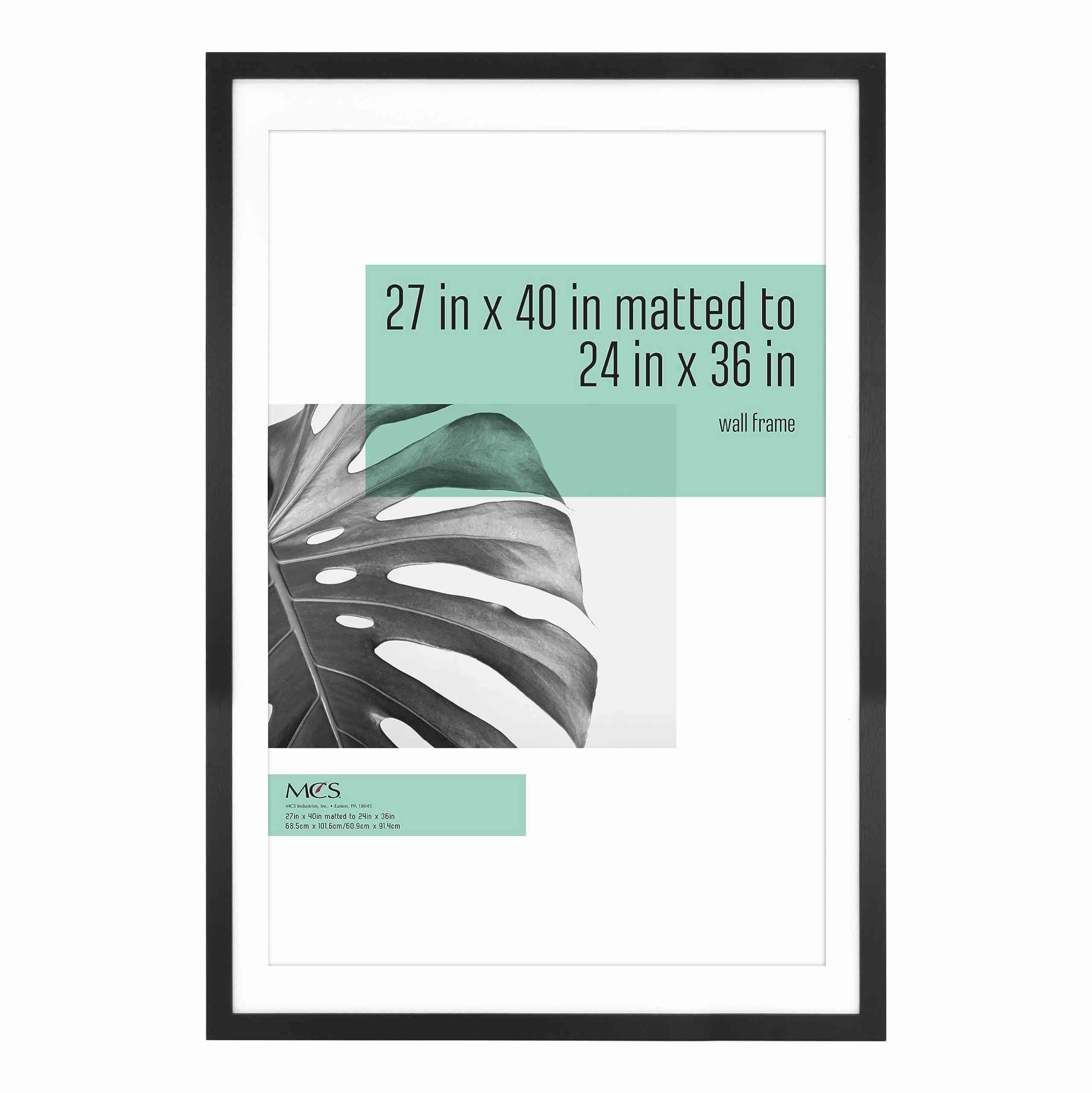 MCS Studio Gallery 27x40 Matted to 24x36 Poster Frame Black Woodgrain, Vertical & Horizontal Wall Hanging Large Picture Frame for Photos, Posters & Art Prints (1-Pack)