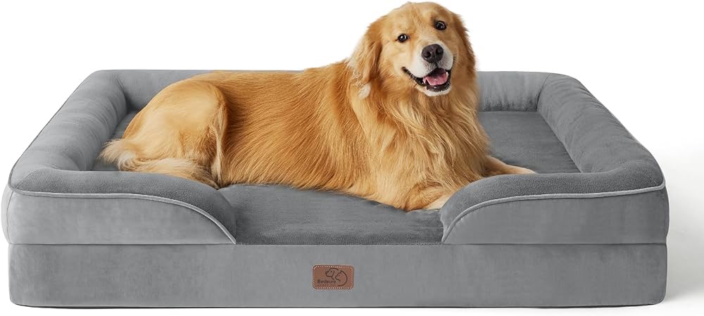 Bedsure Orthopedic Dog Bed for Extra Large Dogs - XL Washable Dog Sofa Bed Large, Supportive Foam Pet Couch Bed with Removable Washable Cover, Waterproof Lining and Nonskid Bottom, Grey