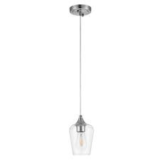 -Light Nickel Standard Bowl Pendant Light with Glass Shade