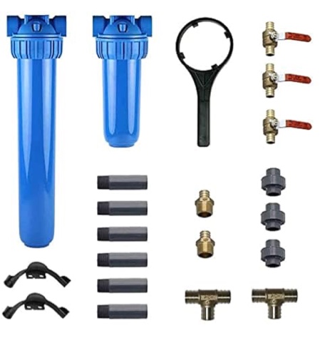Aquasana Rhino Pro Kit Whole House Water Filter System Installation Kit with 3/4 Fittings, 20 Pre-Filter and 10 Post-Filter