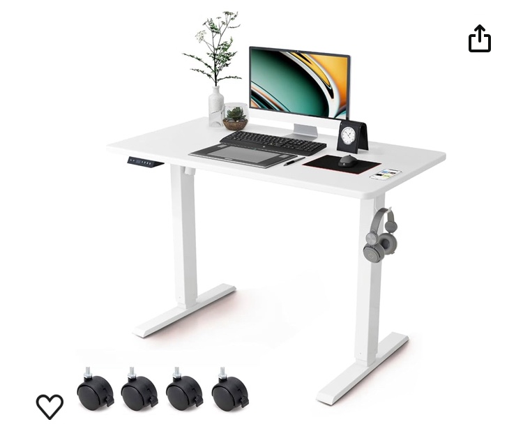 Standing Desk Adjustable Height- 40X24 Inches Whole Piece Desktop Stand Up Desk, Electric Standing Desk, Sit to Stand Desk for Home Office Computer Desk, Black