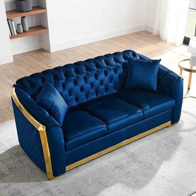 New Design Italian furniture Customized luxury velvet sofa - Blue
